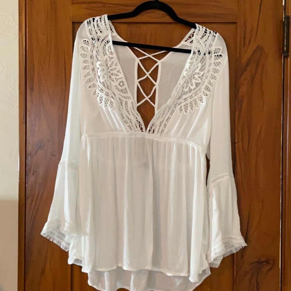 Topshop - White crochet cover up